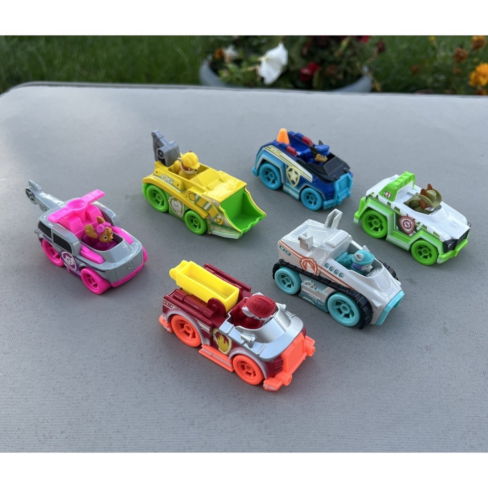 Paw Patrol True Metal Rescue Vehicles Lot Of 6 Skye Chase Rubble Everest Tracker